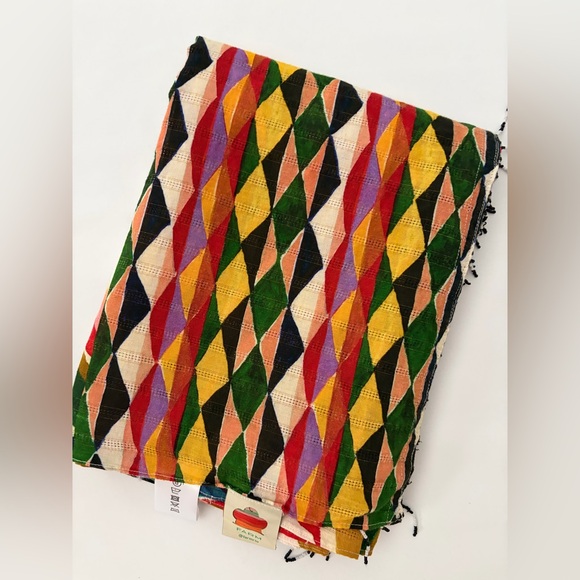 Farm Rio FARM Rio Beach Vibrant Multi Banana Sarong Wrap Scarf Beaded Fringe - Picture 12 of 15